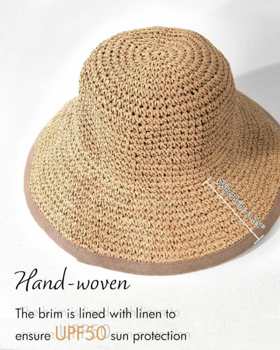FURTALK Women's Summer Floppy Sun Hat with Wide Brim - UPF 50 Foldable & Packable Straw Beach Hat for Travel