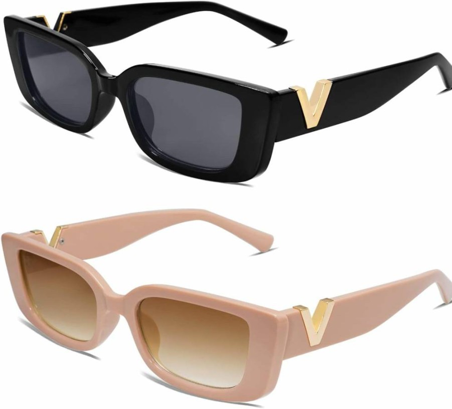 Allarallvr Retro Y2K Square Sunglasses for Women - 90s Vintage Classic Shades AR82037 Trendy Oversized Rectangle Sunglasses