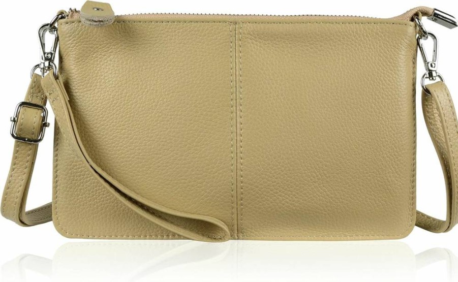 Befen RFID Blocking Genuine Leather Women's Crossbody Wristlet Clutch Wallet Purse with Card Slots