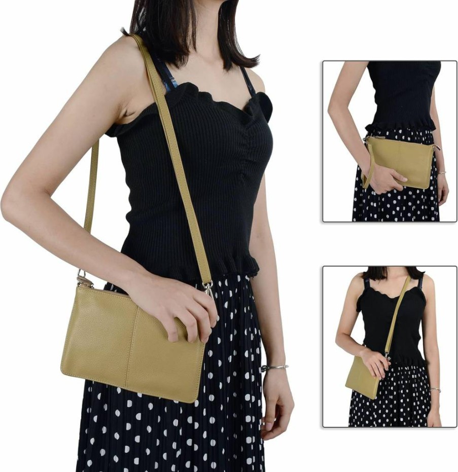 Befen RFID Blocking Genuine Leather Women's Crossbody Wristlet Clutch Wallet Purse with Card Slots