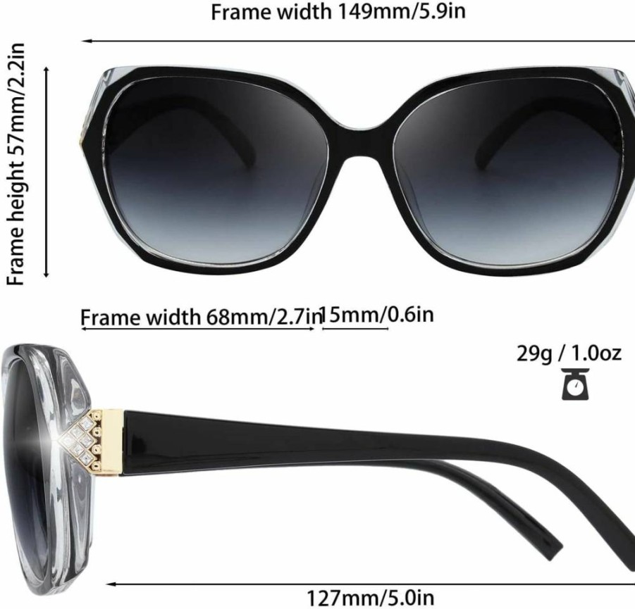 The Fresh Women's Oversized Square Sunglasses - Jackie O Cat Eye Butterfly Design - Fashion UV Protection - Gift Ready Packaging