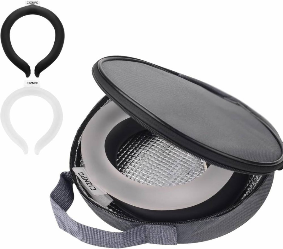 2Pcs CJZNPD Reusable Neck Cooling Tube with Insulated Bag - Wearable Ice Cooler Ring for Hot Weather, Summer Sports & Outdoor Activities (Blue & White)