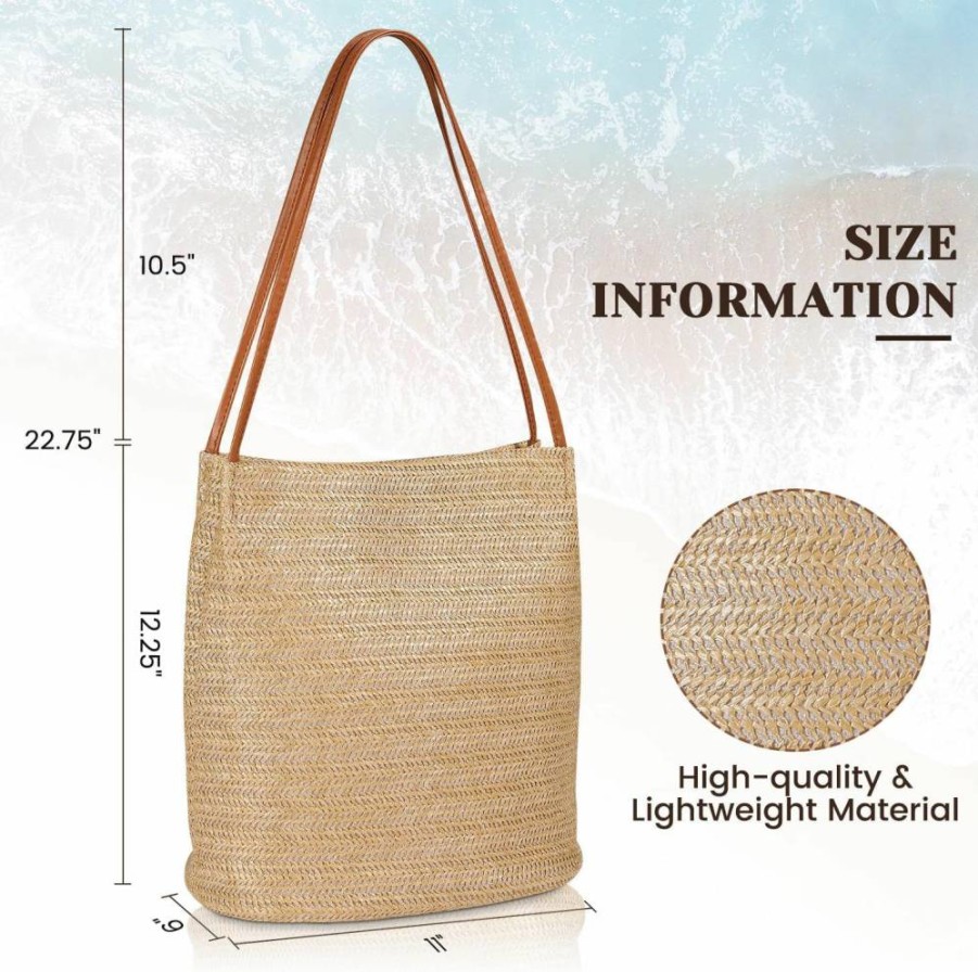 Tavaleu Women's Straw Beach Bag - Summer Fashion Tote Handbag & Shoulder Purse for Outdoor Travel
