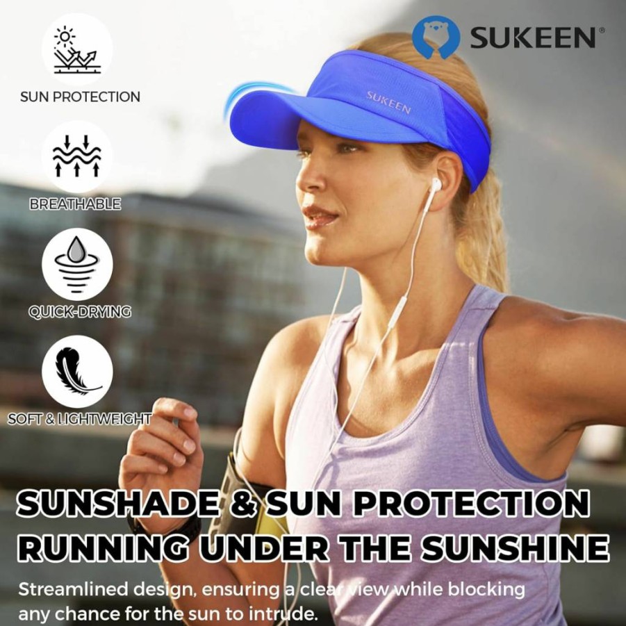 Sukeen Lightweight Stretchy Sports Visor Hat for Men & Women - Packable, Cooling Sun Protection for Running, Tennis, Golf
