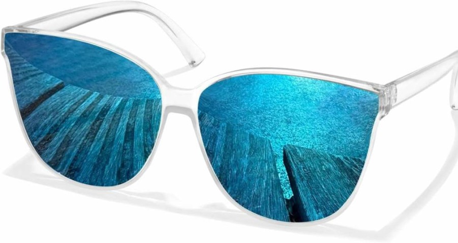 LVIOE Polarized Cat Eye Sunglasses for Women - Vintage Oversized UV Protection Sunglasses for Driving & Fishing