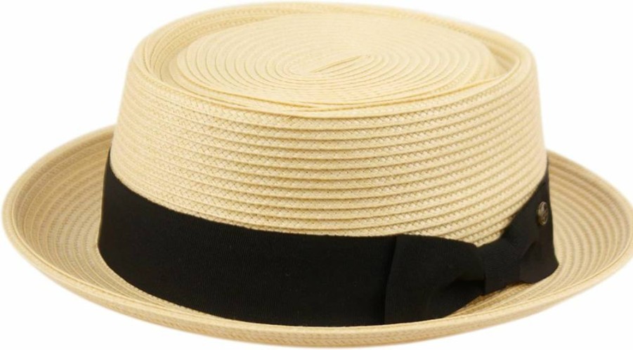 Epoch Hats Company Men's Straw Fedora Hat with Upturned Brim – Summer Derby Style Pork Pie Hat for Men
