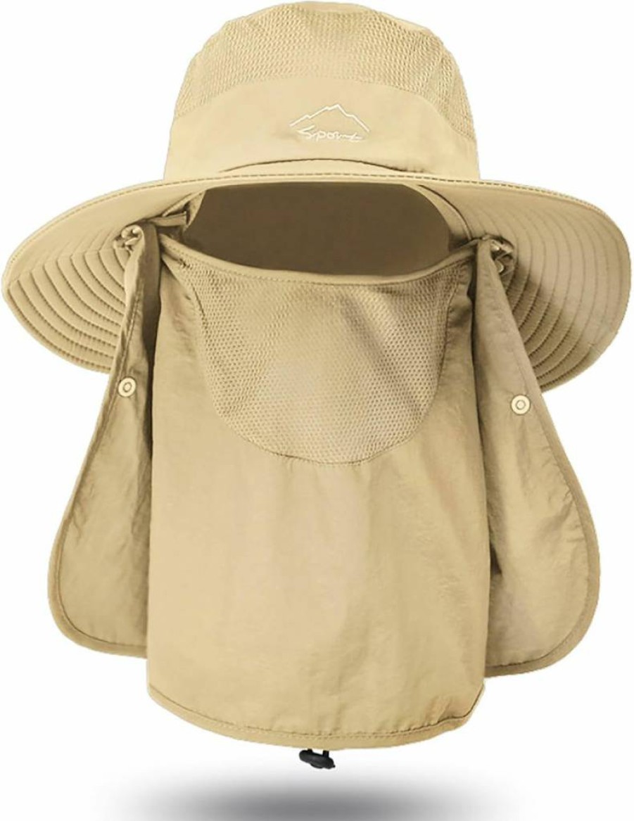 UTOWO Sun Hat for Men & Women - UPF 50+ Wide Brim Summer Hat with Face Cover & Neck Flap for Hiking, Fishing & UV Protection