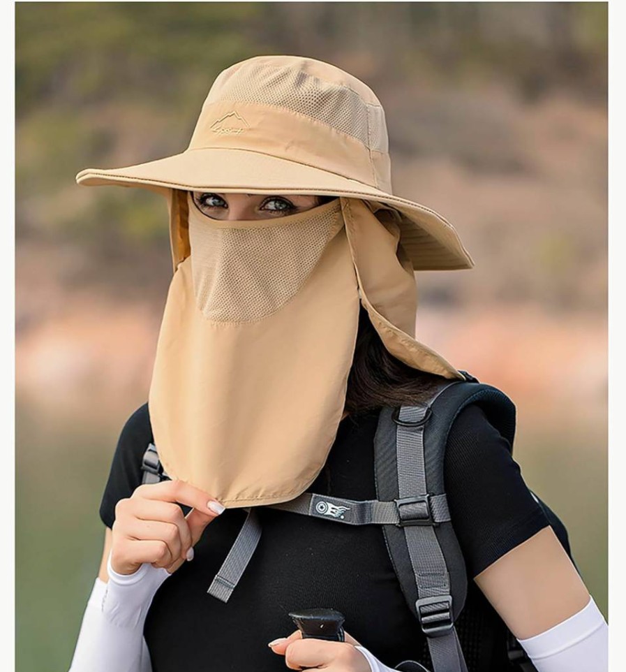UTOWO Sun Hat for Men & Women - UPF 50+ Wide Brim Summer Hat with Face Cover & Neck Flap for Hiking, Fishing & UV Protection