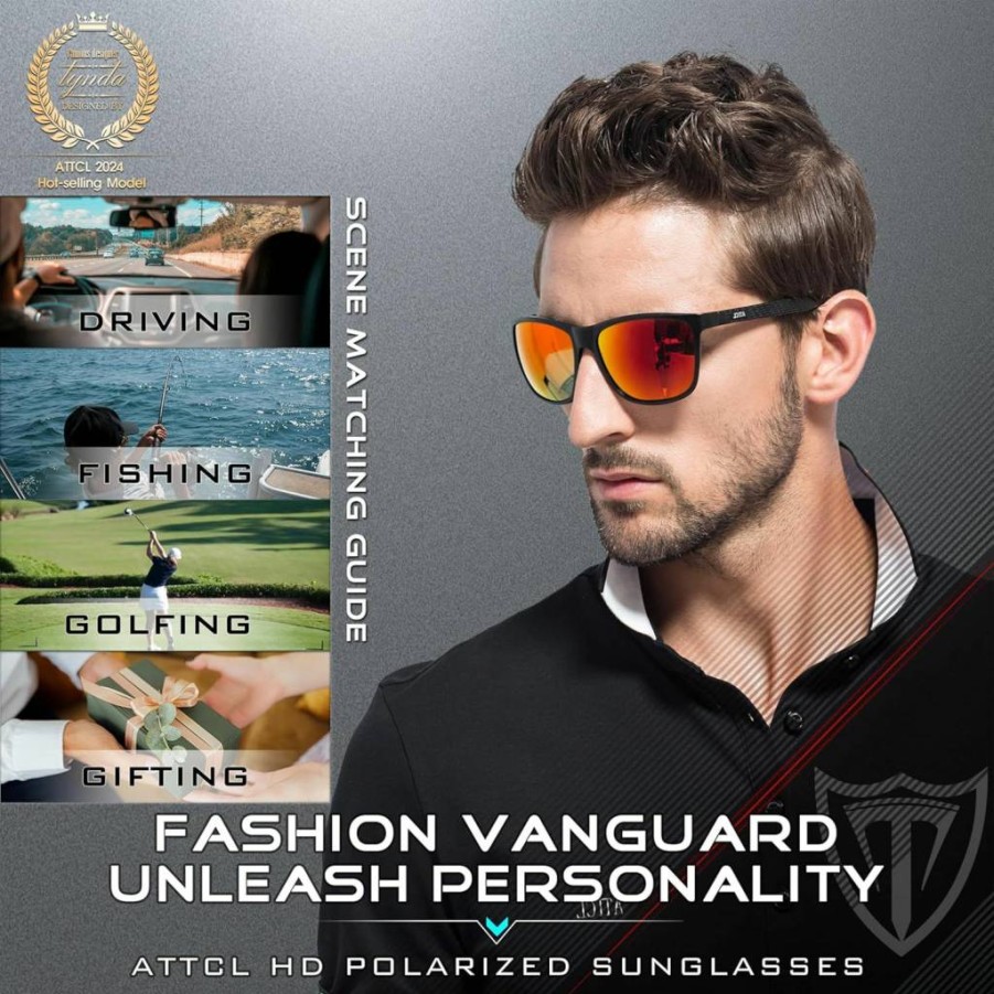 ATTCL Retro Polarized Sunglasses for Men - Vintage Metal Frame Driving Glasses UV Protection