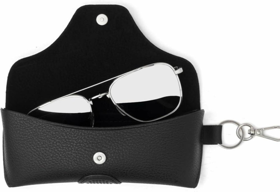 Face Shadow Semi-Hard PU Leather Eyeglasses Case with Belt Loop - Portable Glasses Holder for Men & Women - Protective Sunglasses Storage for Travel & Outdoor Work