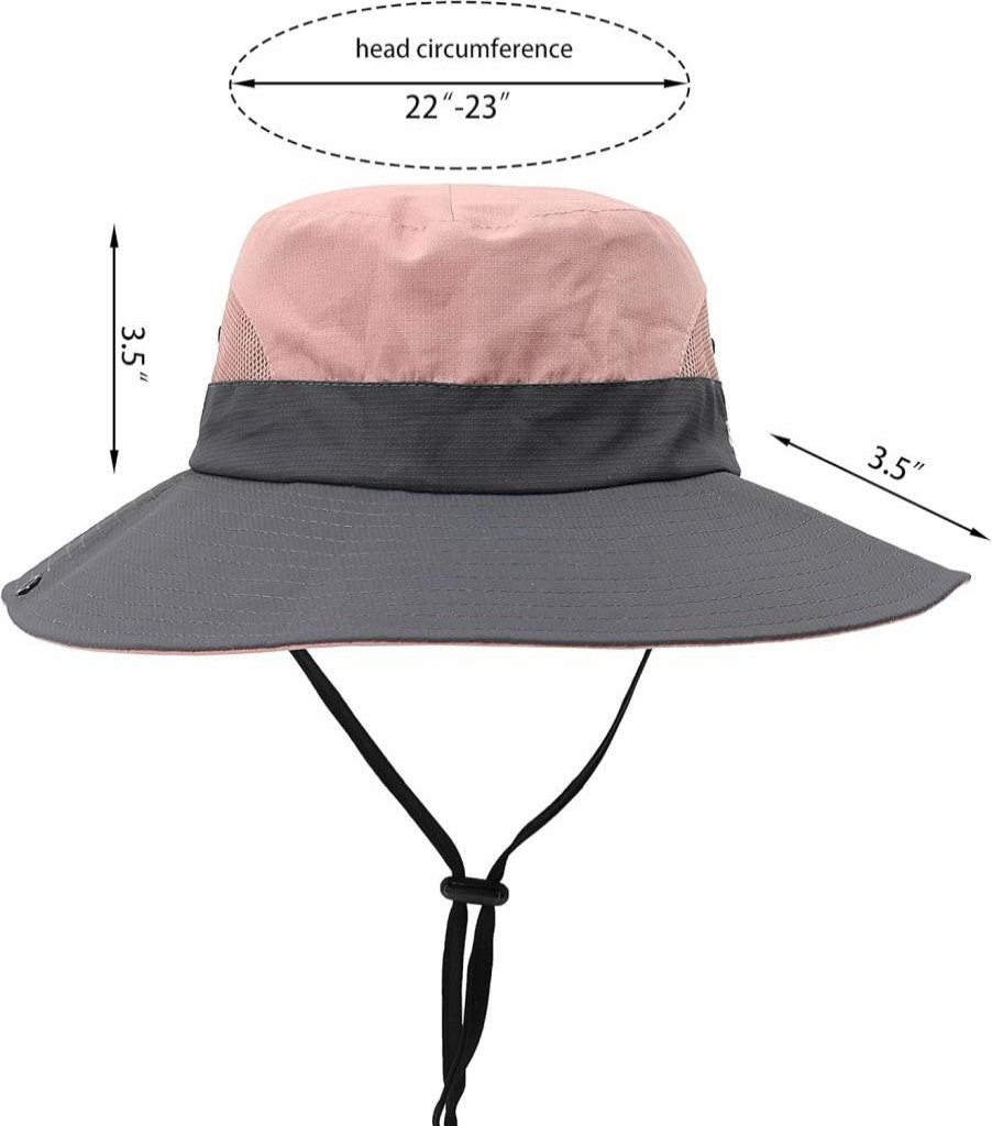 AEFSHAN Women's Summer Wide Brim Sun Hat - UPF 50+ UV Protection Beach Hat, Foldable Breathable Mesh Ponytail Bucket Hat for Outdoor Travel