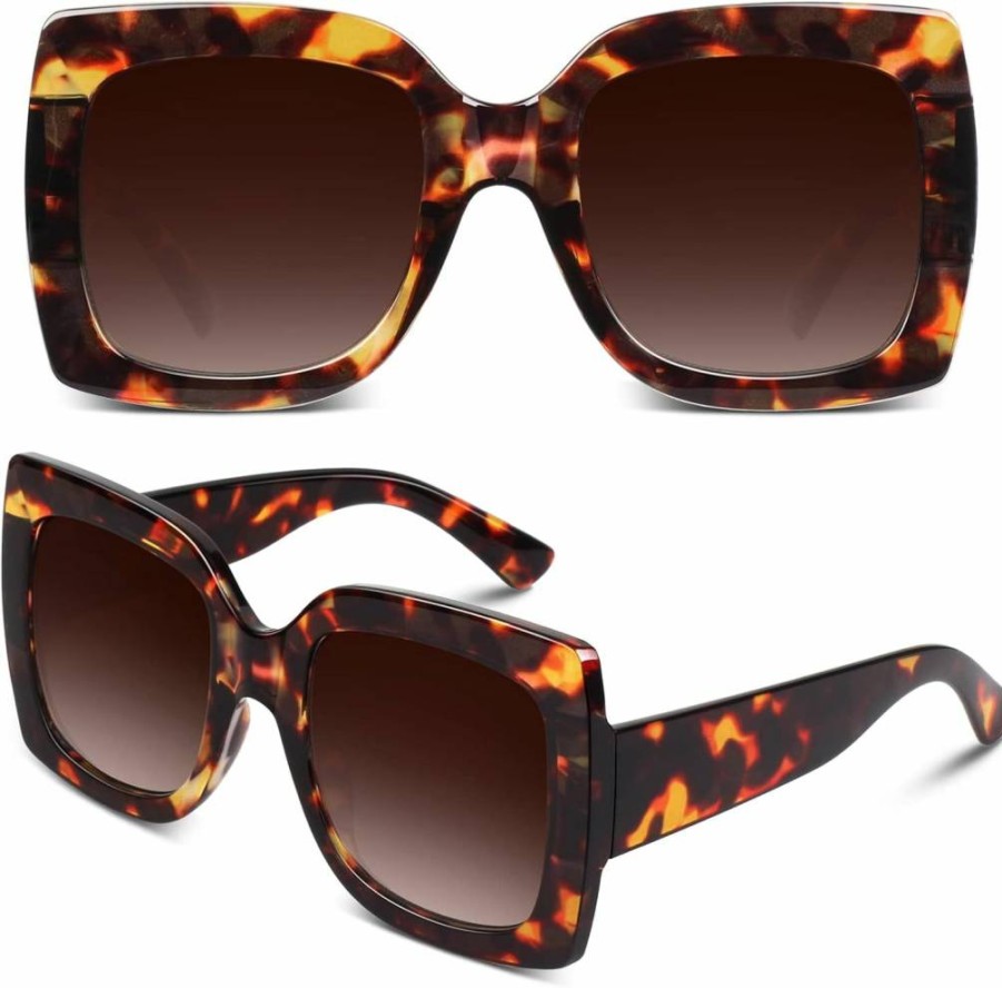 Amazon S904 Oversized Square Sunglasses for Women - Retro Vintage Trendy Shades with UV Protection