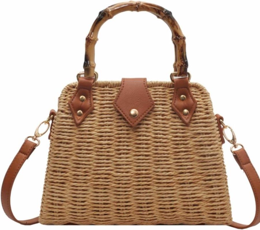 Obosoyo Women's Straw Woven Crossbody Bag 2025 Summer Beach Purse Handmade Rattan Holiday Shoulder Bag