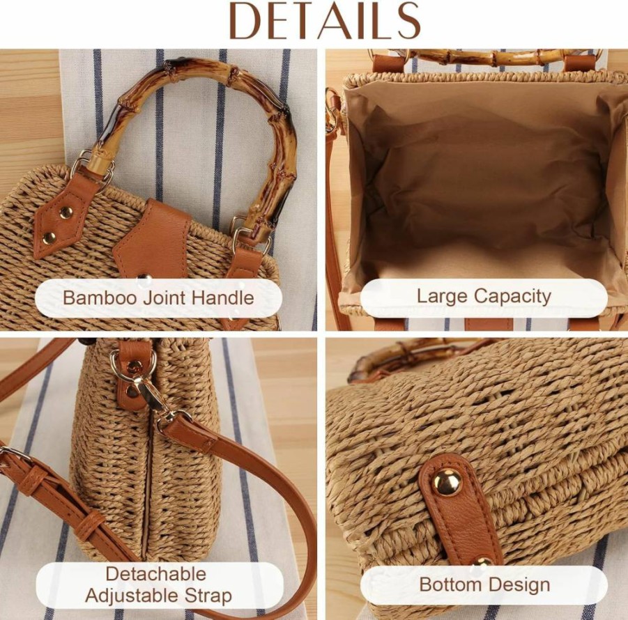 Obosoyo Women's Straw Woven Crossbody Bag 2025 Summer Beach Purse Handmade Rattan Holiday Shoulder Bag