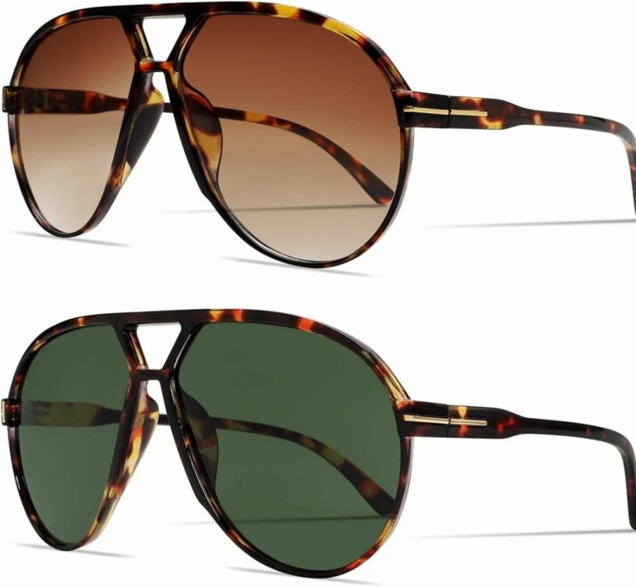 GUVIVI Retro Aviator Sunglasses for Women & Men – Oversized 70s Vintage Square Sun Glasses, Classic Tangle-Free Aviators