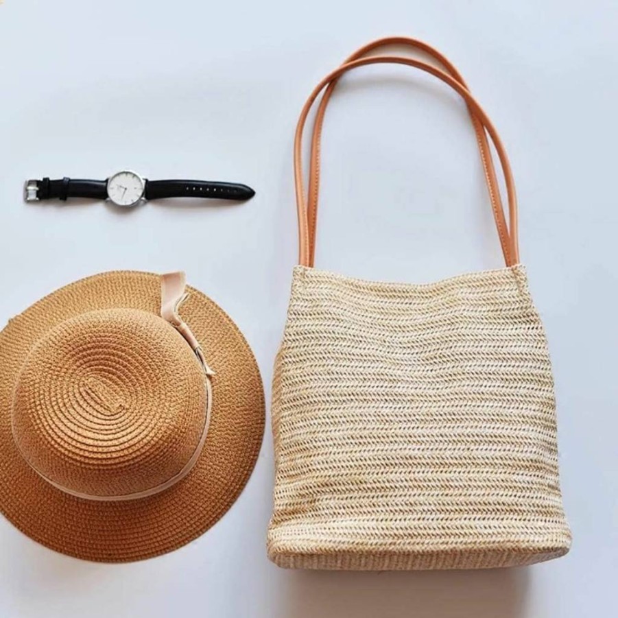 Aphoraeny Straw Beach Bag for Women - Summer Tote Handbag with Shoulder Strap, Lightweight Purse for Vacation & Outdoor