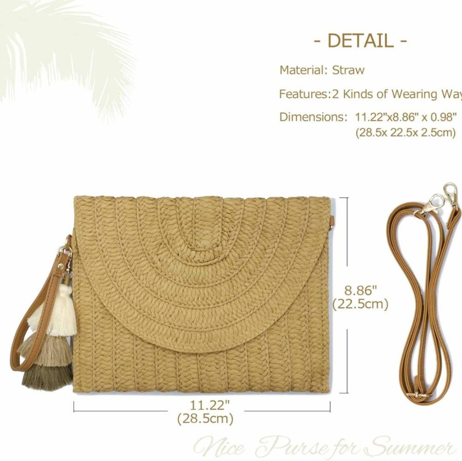 Aovtero Women's Straw Clutch Purse - Crossbody Beach Bag with Envelope Wallet Design for Summer Shoulder Carry