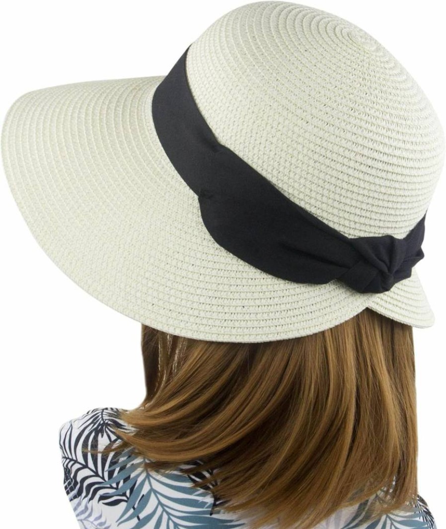 Muryobao Women's Wide Brim Straw Sun Hat Foldable Summer Beach Travel Cap UPF 50+