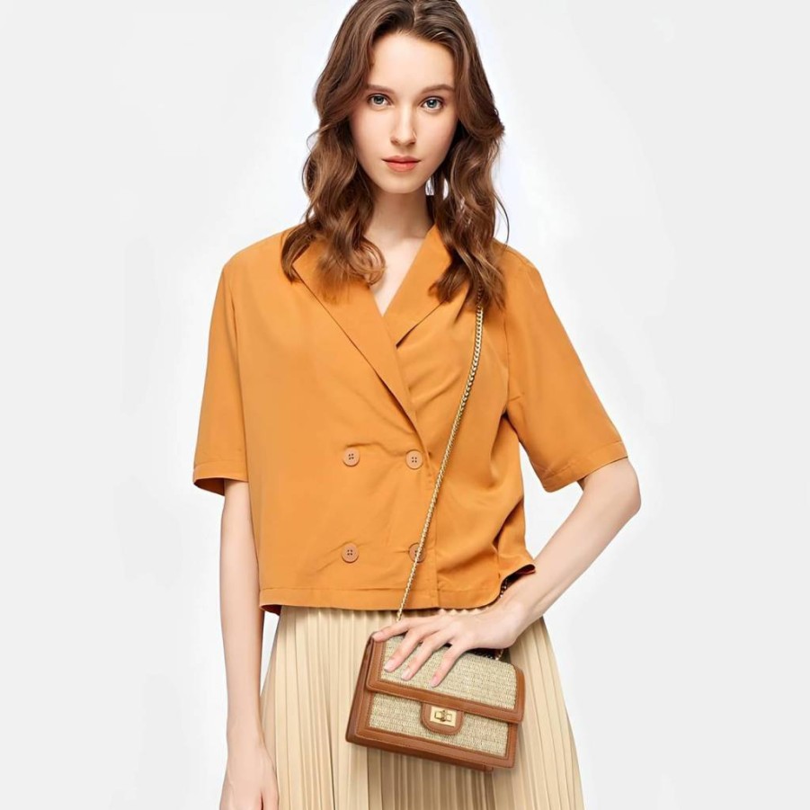 KKXIU Vegan Leather Straw Crossbody Bag for Women - Summer Beach Shoulder Purse & Fashion Handbag