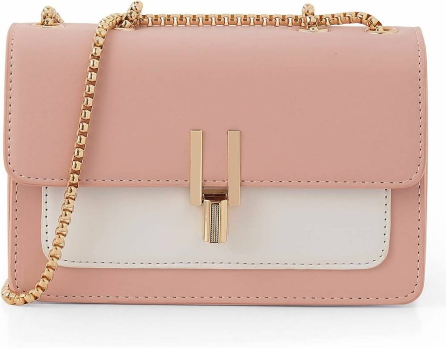 TOP BAND Women's Leather Crossbody Bag - Stylish Color-Block Designer Handbag, Medium Shoulder Purse for Everyday Use
