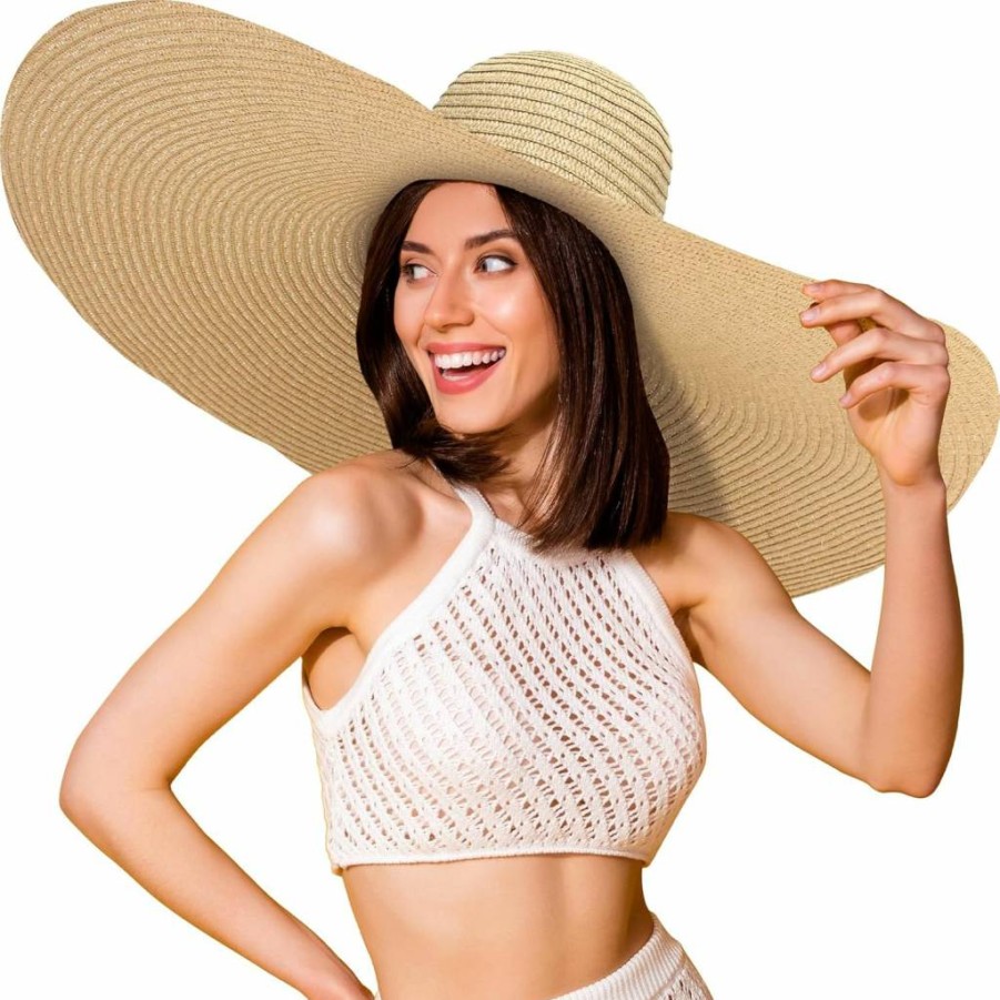 ohaayoo Women's Oversized Floppy Sun Hat - UPF 50+ Wide Brim Straw Beach Hat, Foldable & Travel-Friendly Summer Hat