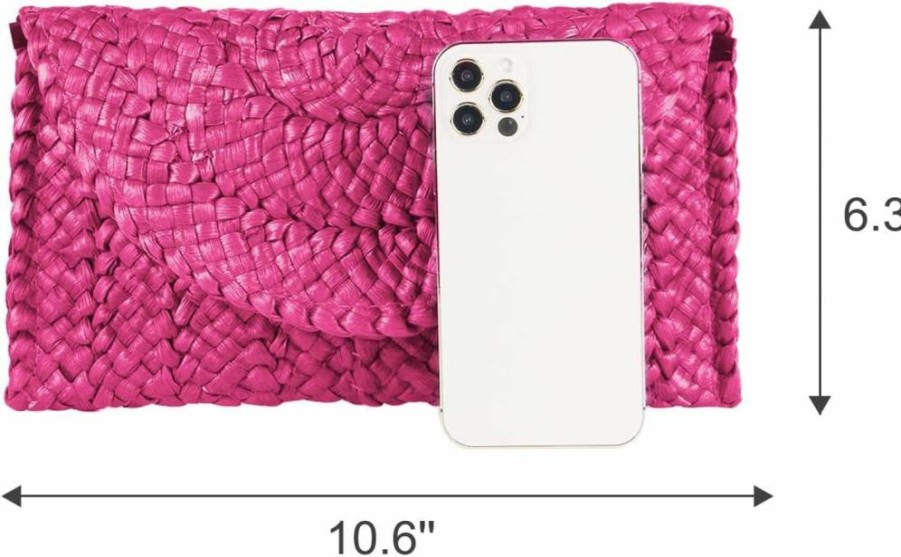 KUANG! Women's Straw Clutch Purse - Handwoven Beach Bag with Shoulder Strap, Elegant Envelope Wallet for Ladies, Summer Fashion Accessory