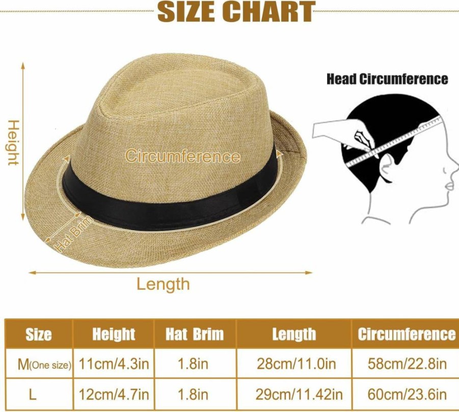 Ultrafun 5 Pack Summer Fedora Hats for Men & Women - Breathable Short Brim Panama Sun Hats for Beach & Outdoor Activities