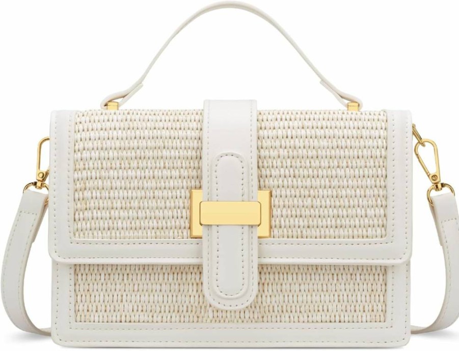 KKXIU Women's Straw Crossbody Bag with Top Handle - Summer Beach Shoulder Purse & Clutch Handbag