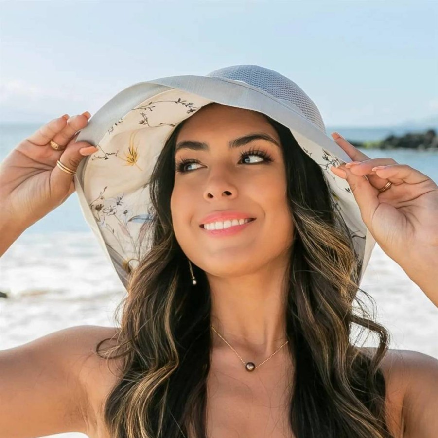 Mealah Women's Foldable Wide Brim Sun Hat UV Protection Mesh Summer Beach Bucket Cap with Chin Strap for Outdoor Fishing