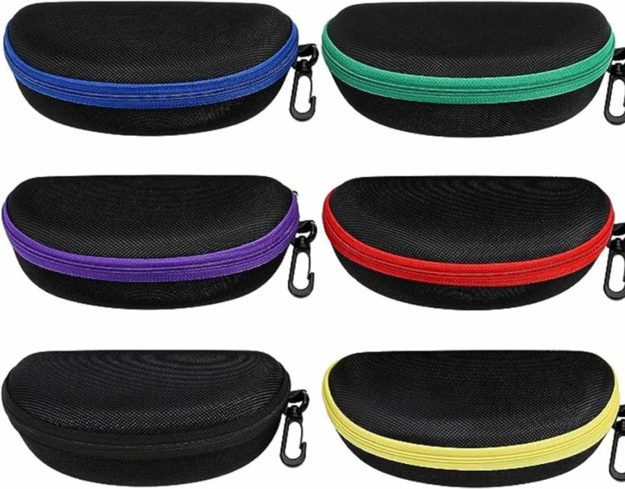 ZONLY 6 Pack Sunglasses Case - Portable Travel Eyeglass Holder with Zipper & Hook, Durable Storage for Multiple Pairs