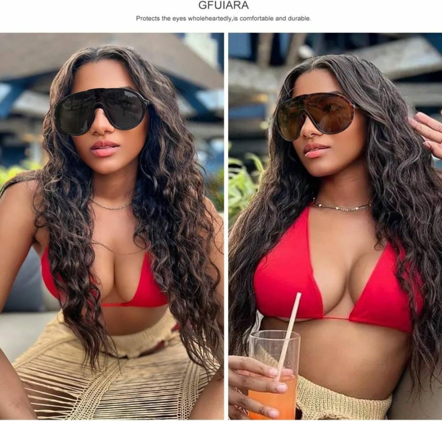 GFUIARA Oversized Aviator Sunglasses for Women & Men - UV400 Protection, Trendy Fashion Shield Goggles