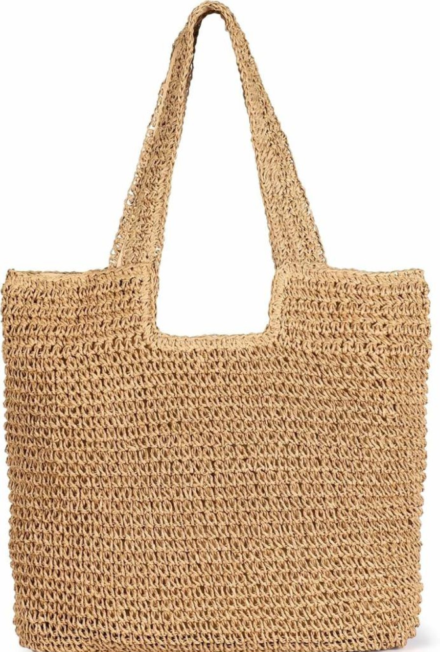 Sightor Straw Beach Bag for Women - Large Handmade Woven Tote Shoulder Bag, Summer Hobo Purse for Vacation, Picnic, Travel