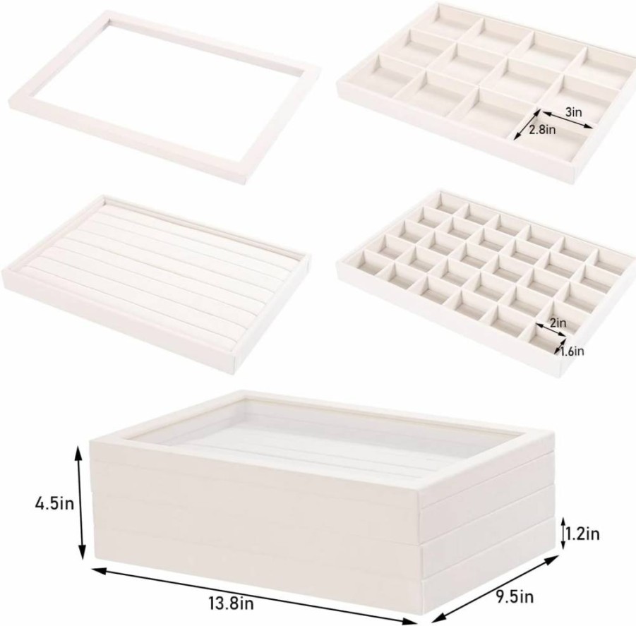 Coward Beige Velvet 8-Grid Sunglass & Jewelry Organizer - Eyeglasses Watch Display Tray for Men & Women