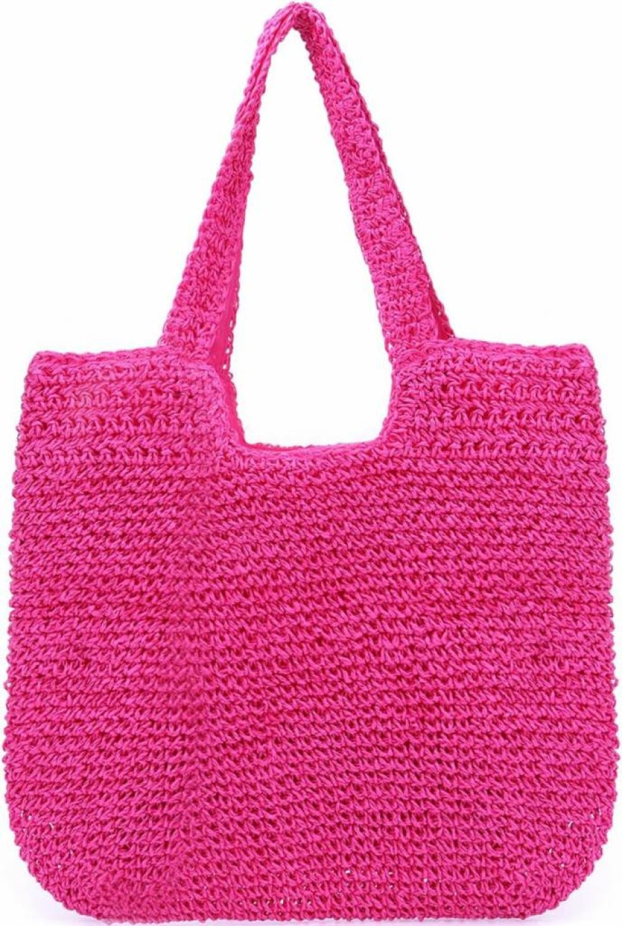 Freie Liebe Straw Beach Bag for Women - Summer Woven Tote Shoulder Handbag, Lightweight & Spacious