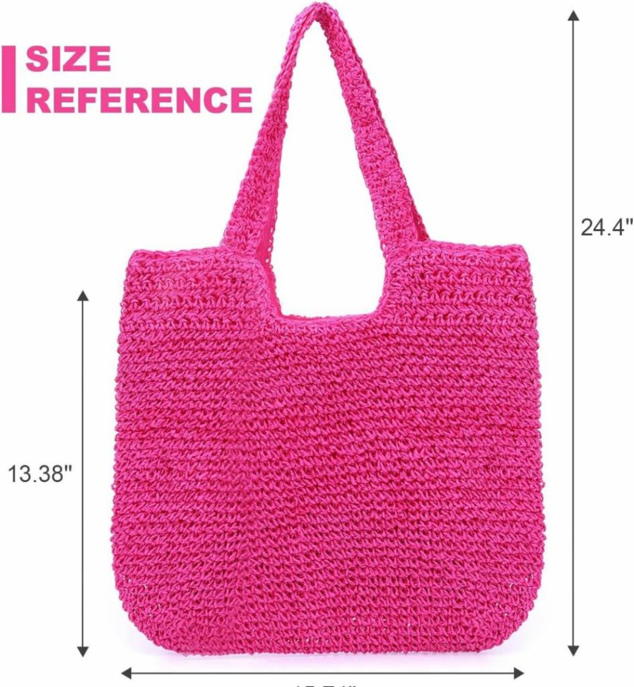 Freie Liebe Straw Beach Bag for Women - Summer Woven Tote Shoulder Handbag, Lightweight & Spacious