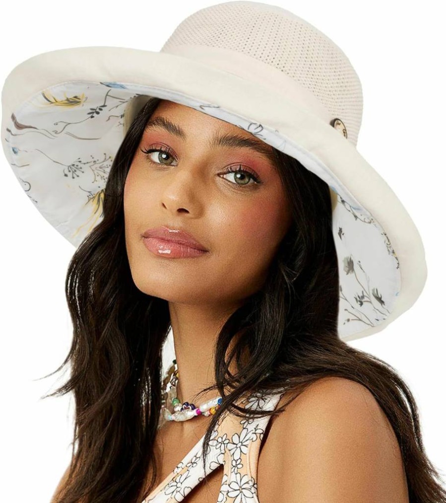 XuoAz Women's Floral Wide Brim Sun Hat - UPF 50+ UV Protection Packable Bucket Cap for Beach, Vacation & Summer Travel