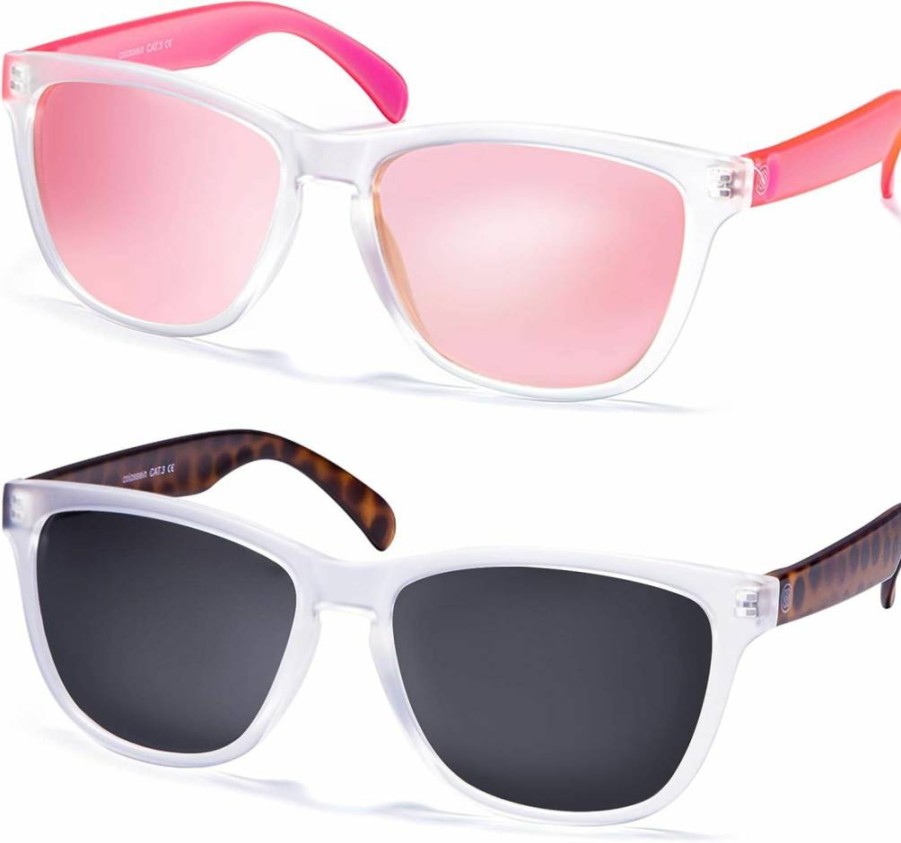 COLOSSEIN Square Sunglasses for Women - UV400 Mirrored Lenses, Classic Frame for Beach, Vacation, and Driving