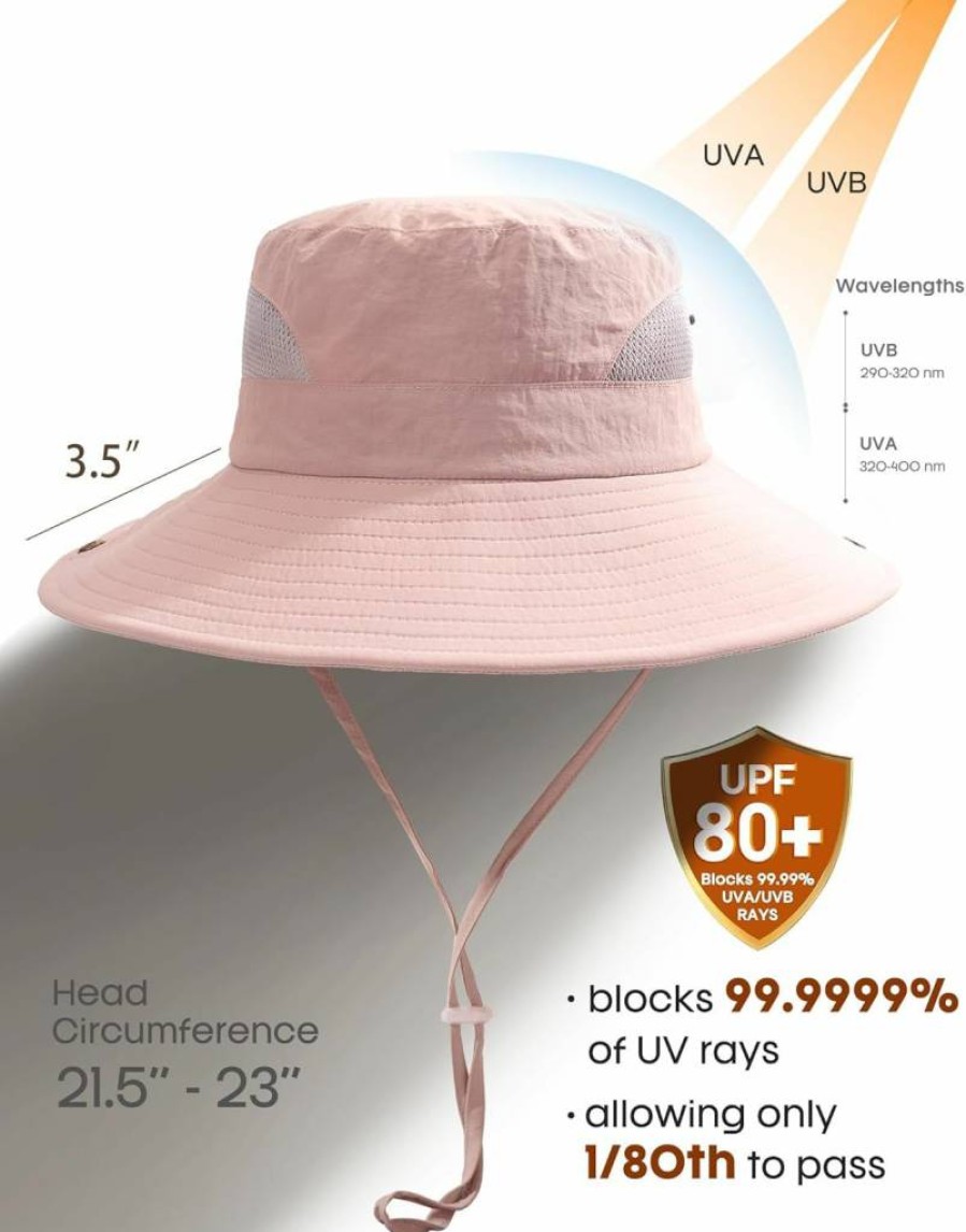 FURTALK Women's Wide Brim Sun Hat with Ponytail Hole UPF 80+ for Beach Hiking Summer Outdoor Foldable Bucket Hat