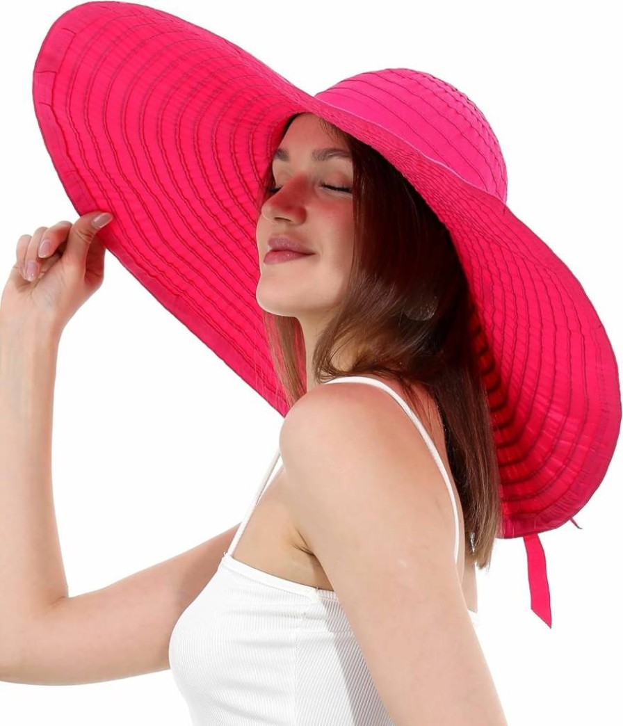 Rulala Fancy Women's UPF 50+ Wide Brim Floppy Sun Hat – Foldable Oversized Beach Hat for UV Protection Summer Outdoor