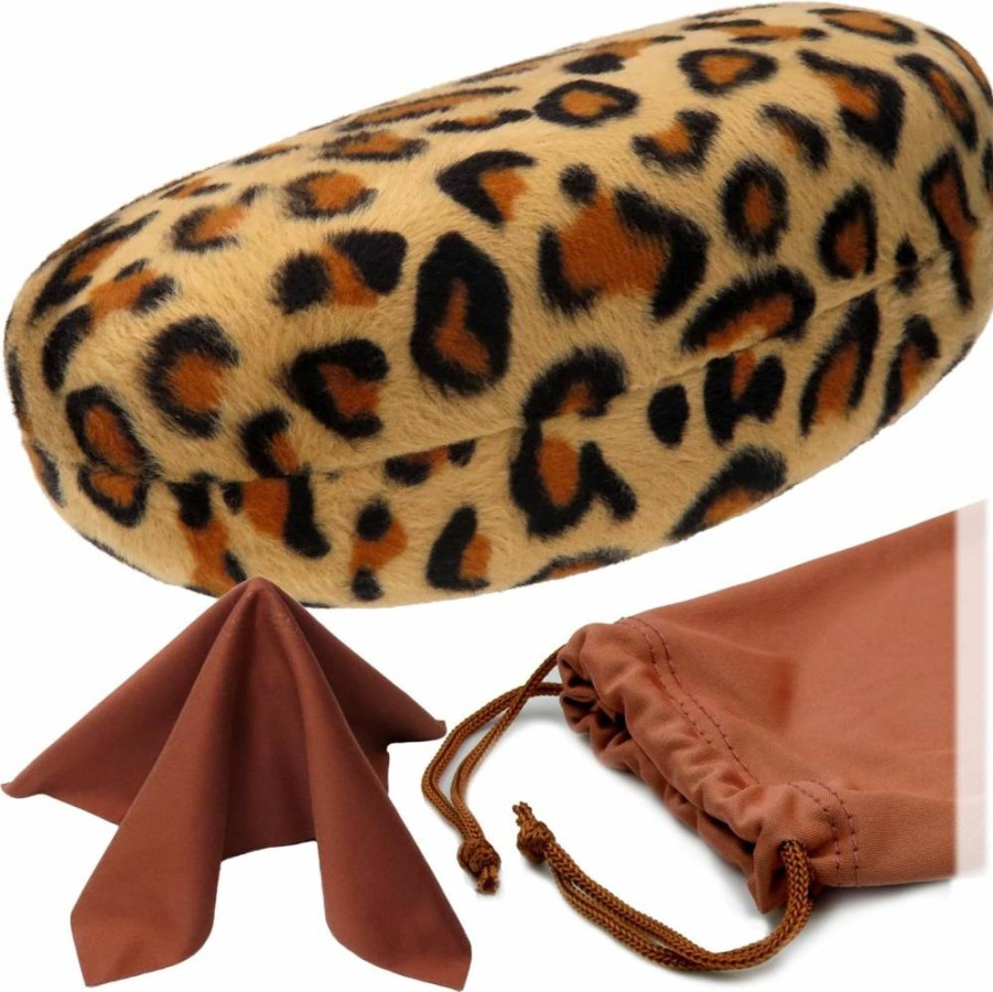 MyEyeglassCase Premium Hard Sunglasses Case for Large & Curved Frames - Includes Microfiber Bag & Cleaning Cloth