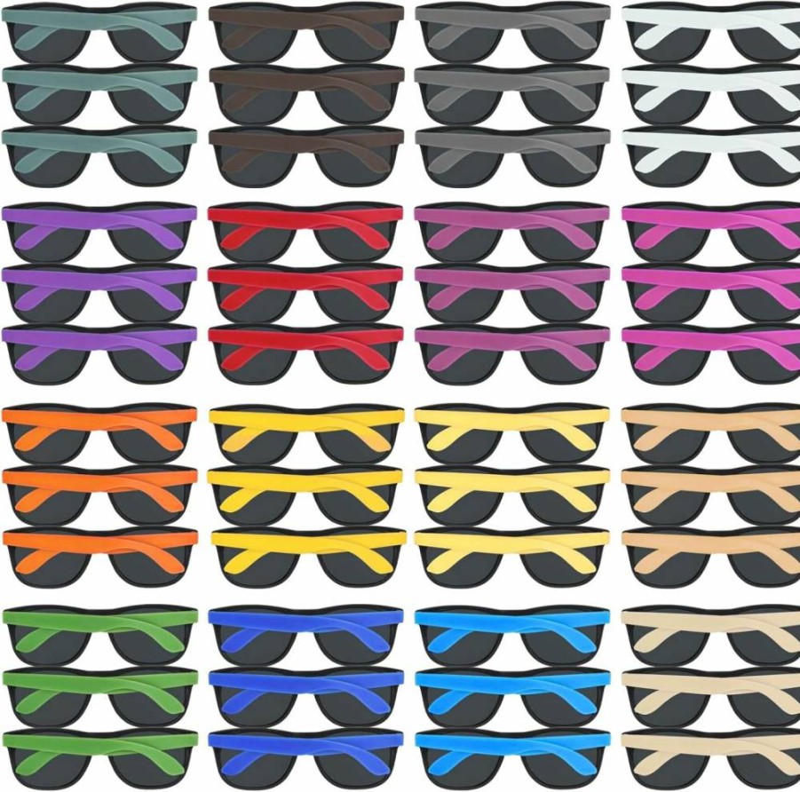 48 Pack Uzoxlsn Neon Sunglasses - 16 Colors Retro Party Glasses for Carnival, Beach, Pool Party Favors, Birthday Goody Bags, Bulk Summer Supplies