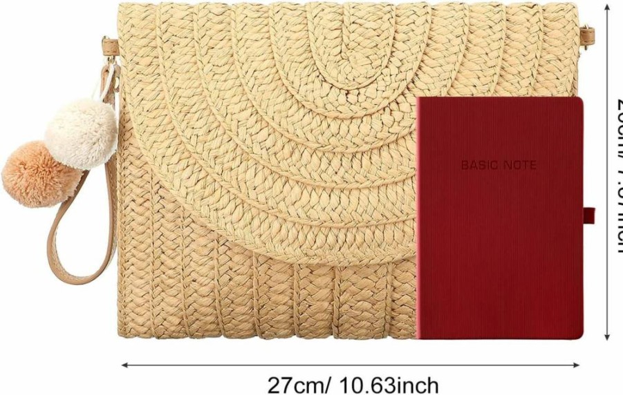 Frienda Women's Straw Shoulder Bag - Crossbody Clutch Wallet with Detachable Strap for Summer