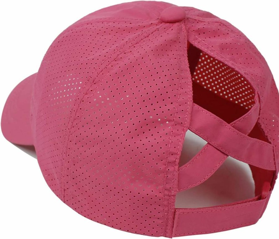 HGGE Women's Criss Cross Ponytail Baseball Cap - Adjustable High Bun Hat for Quick Drying & Messy Hair Styles