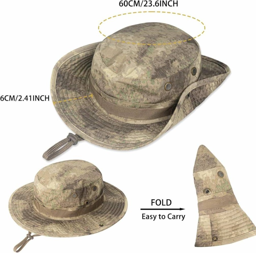 Rosoz UPF 50+ Sun Hat for Men & Women - Wide Brim Boonie Bucket Hat for UV Protection, Fishing, Hiking, Safari & Outdoor Activities