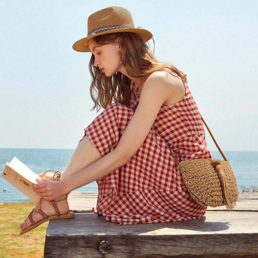 NEWROGENG Handwoven Straw Beach Bag for Women - Boho Crossbody Purse with Tassels, Summer Wicker Vacation Tote, Natural Fiber Shoulder Bag