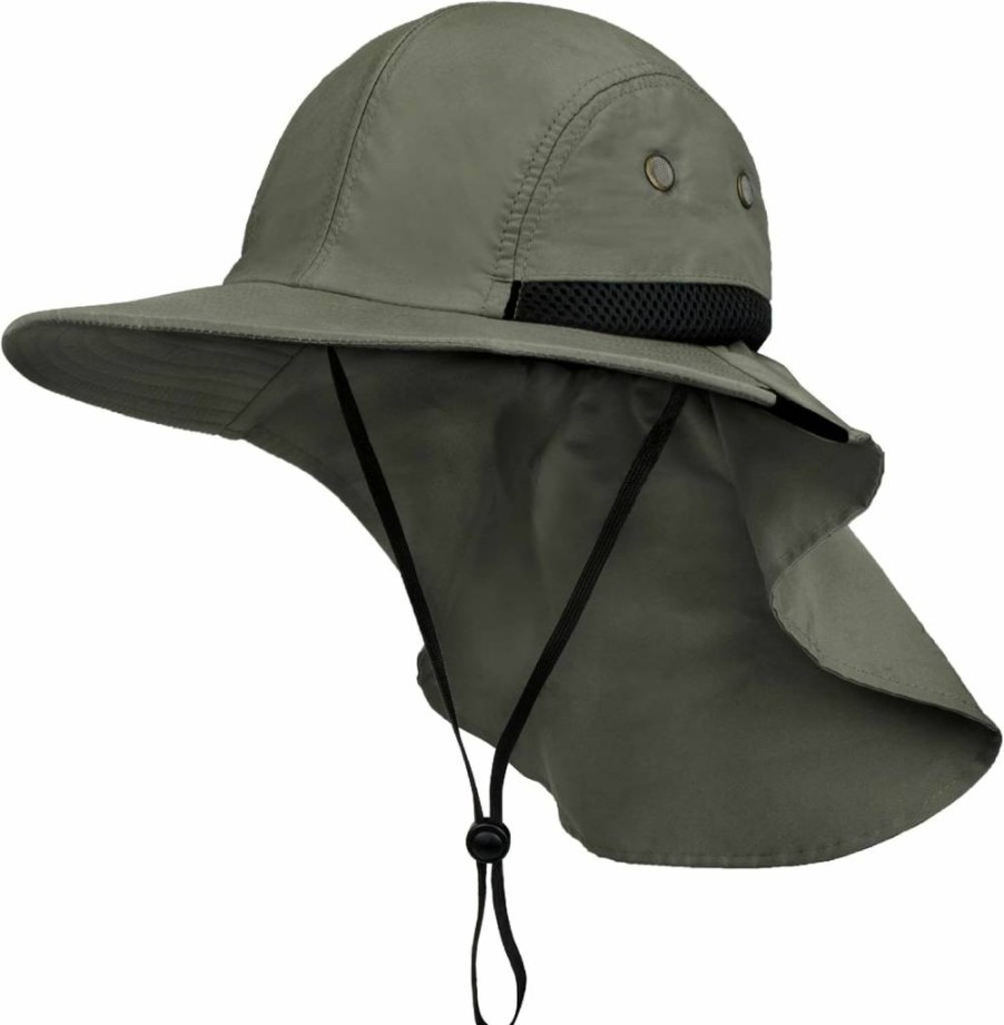 SUN CUBE Sun Hat for Men & Women - Wide Brim UV Protection Fishing Hat with Neck Flap for Hiking, Camping, Gardening, and Outdoor Activities