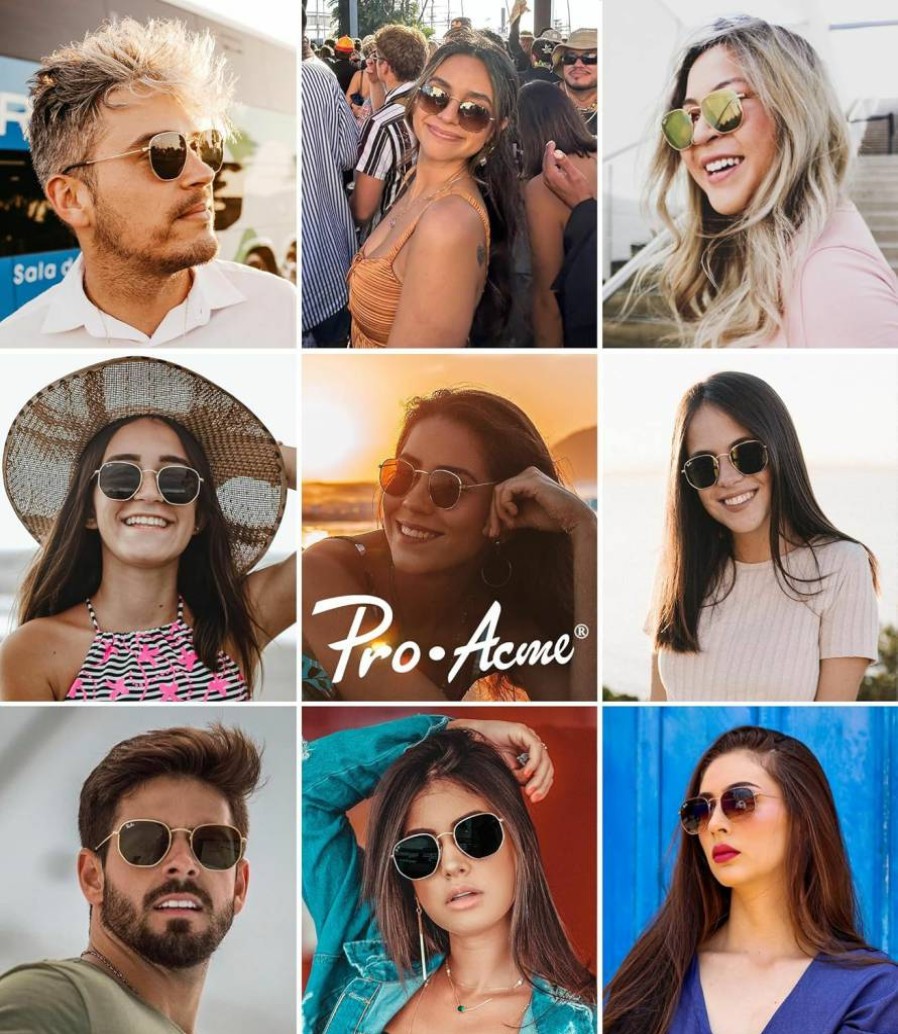 Pro Acme Hexagonal Sunglasses for Women & Men – 100% UV Protection, Real Glass Lenses, Lightweight Square Frame