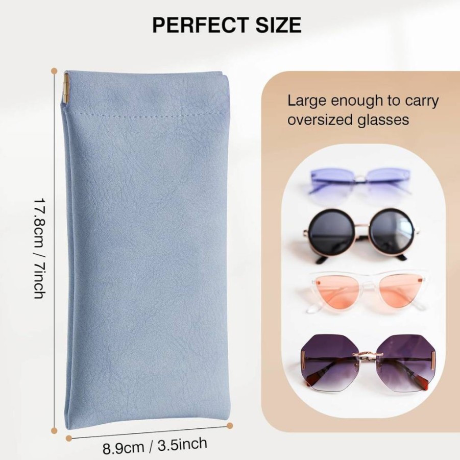 Marvolia Soft PU Leather Sunglass Case - Portable Squeeze Top Eyeglass Pouch for Women & Men
