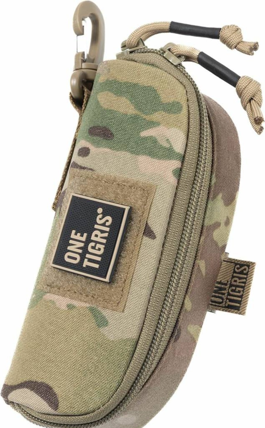 ONETIGRIS 1000D Nylon Tactical Eyeglasses Case with Molle Clip & Zipper - Durable Sunglasses Carrying Pouch for Outdoor Use