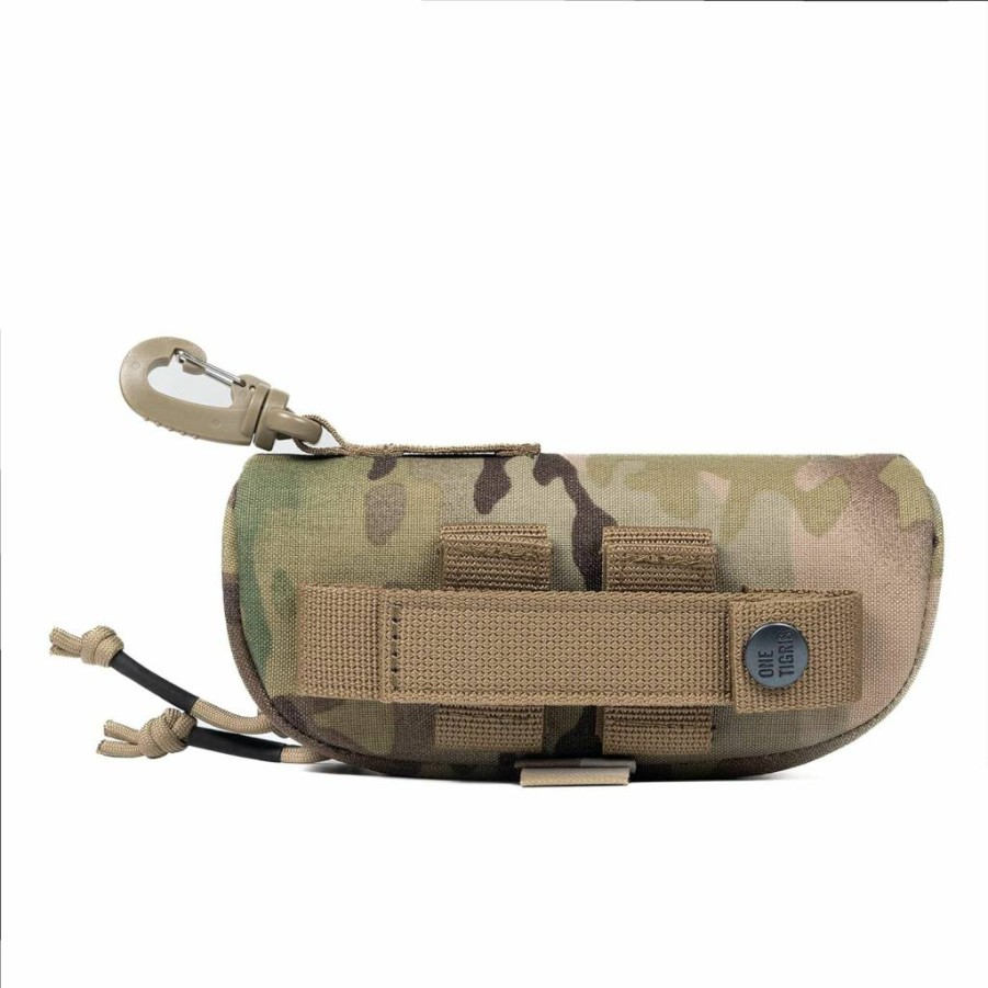 ONETIGRIS 1000D Nylon Tactical Eyeglasses Case with Molle Clip & Zipper - Durable Sunglasses Carrying Pouch for Outdoor Use